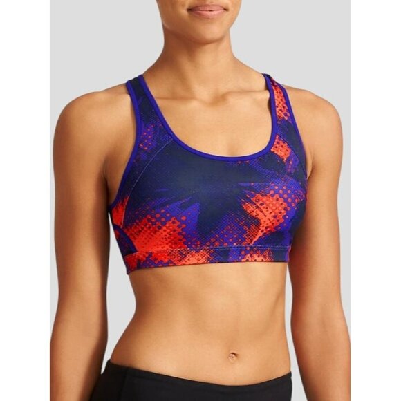 Athleta Double Dare Sports Bra Electro Splatter Print Size M - Picture 1 of 8